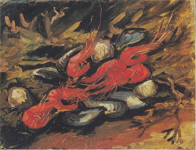 Vincent Van Gogh Still Life with Mussels and Shrimp Norge oil painting art